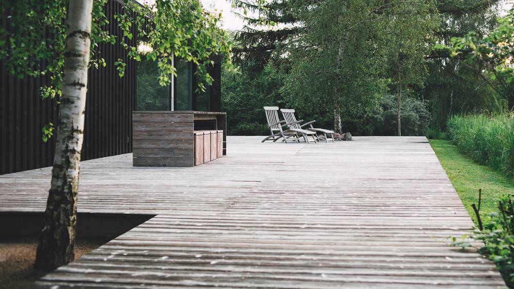 Terrasse avec parquet en bois